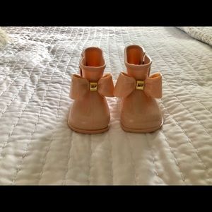 Size 5 Toddler/Baby Rain Boots Rose Pink/Gold